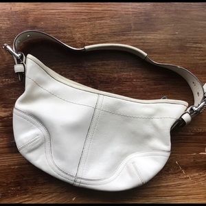 Coach off white leather small hobo bag